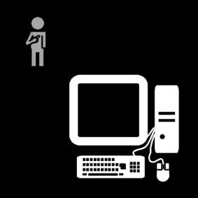 computer: work alone / independant working on the computer